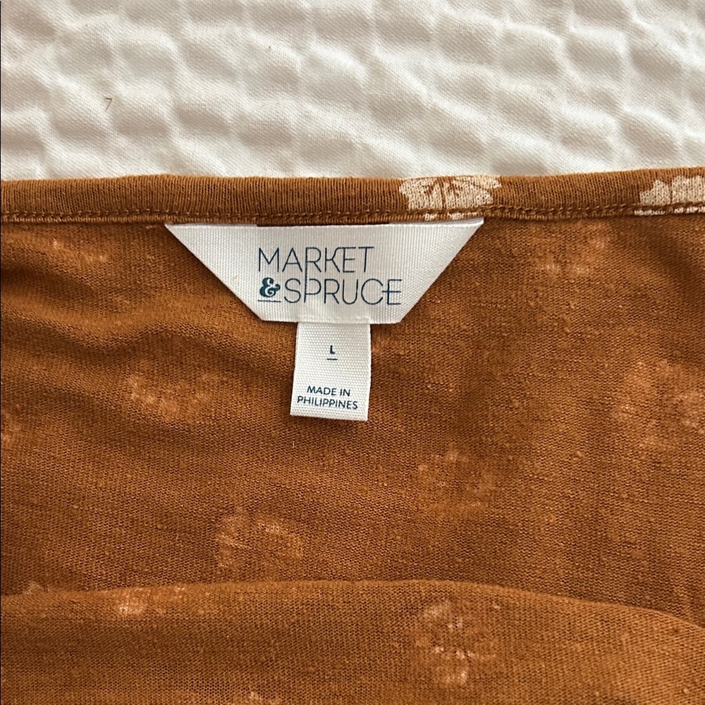 Market & Spruce Rust Brown Daisy-Print Cami with Spaghetti Straps - Picture 3 of 8